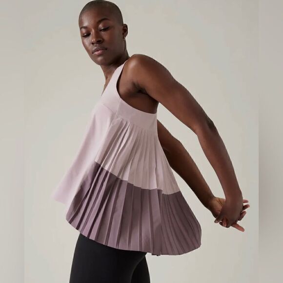 Athleta Swing Forward Pleated Tank Top Size Medium Mauve Lavender NWT $109 - Picture 2 of 10